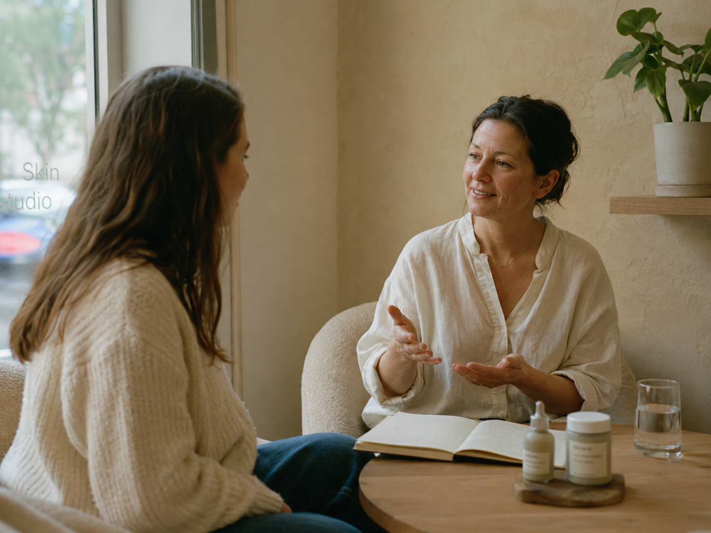 Calm consultation space at Lumière Skin Studio